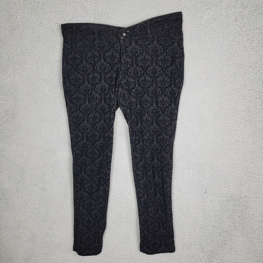 Seven7 Jeans Womens 10 Black Velvet Flocked Paisley